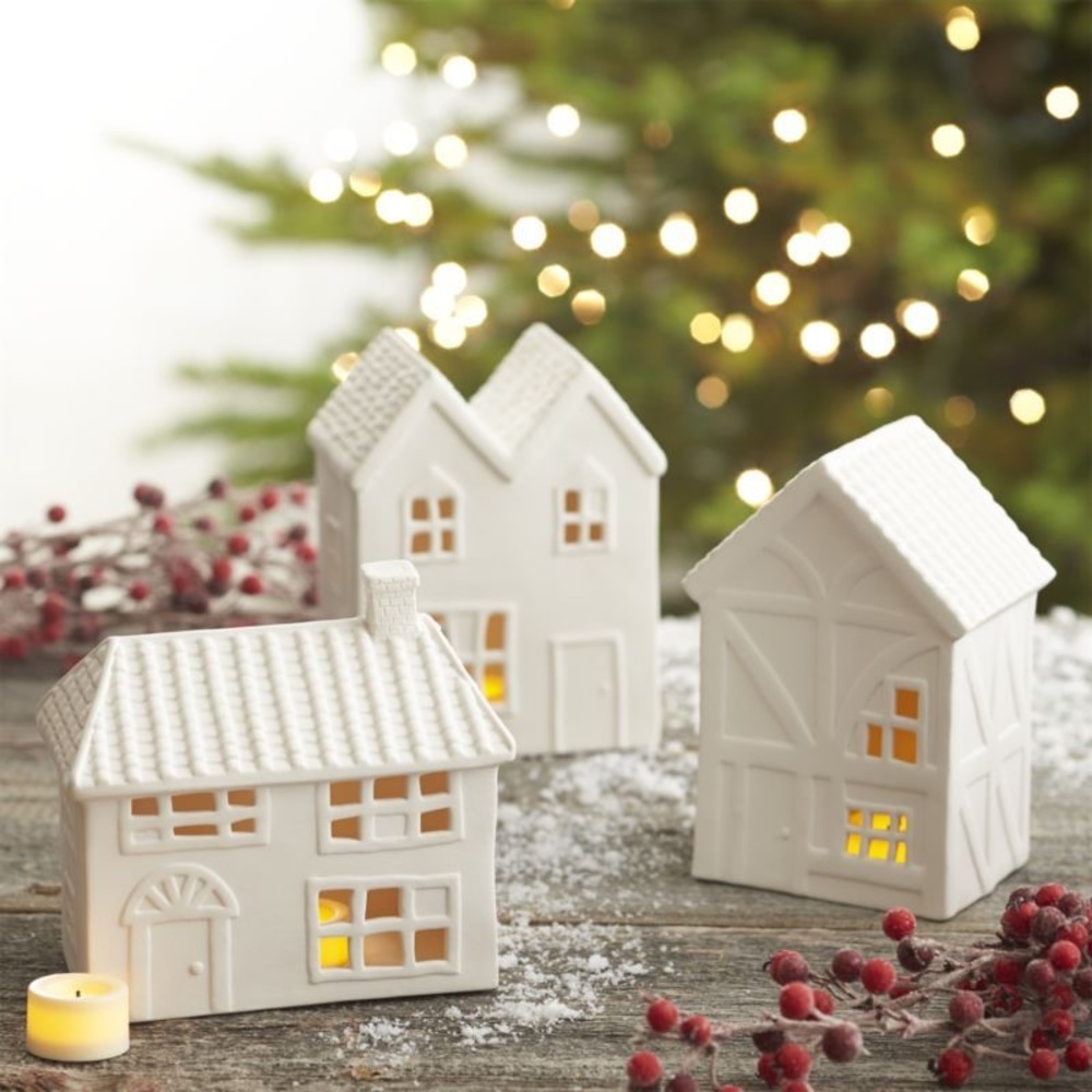 ISO CRATE & BARREL PORCELAIN CHRISTMAS HOUSES - Picture 2 of 4